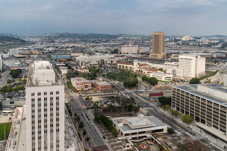 空中洛杉矶市中心摩天大楼洛杉矶加州美国图片