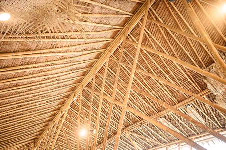 叶结构竹屋顶的纹理背景背景