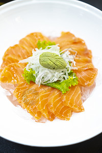 日本新鲜鲑鱼刺身日本美食美味刺身与生鱼片图片