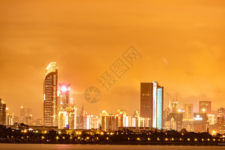 深圳,深圳湾公园日落风景,天际线建筑城景观高清图片素材