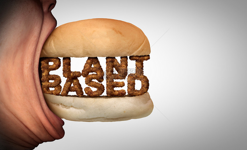 以植物为基础的食物素食汉堡假肉,代表素食者的3D插图风格图片