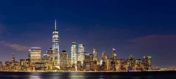 纽约市下曼哈顿天际线城市景观黄昏新泽西泽西岛高清图片素材