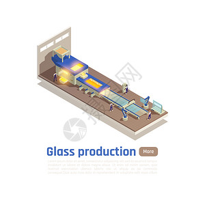 平板璃薄板生产线等距成与炉浮磨璃金属床矢量插图图片