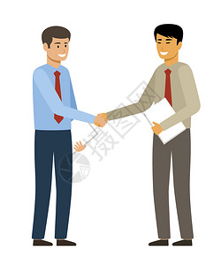 握手两个商人想握手合作欧洲亚洲矢量平插图图片
