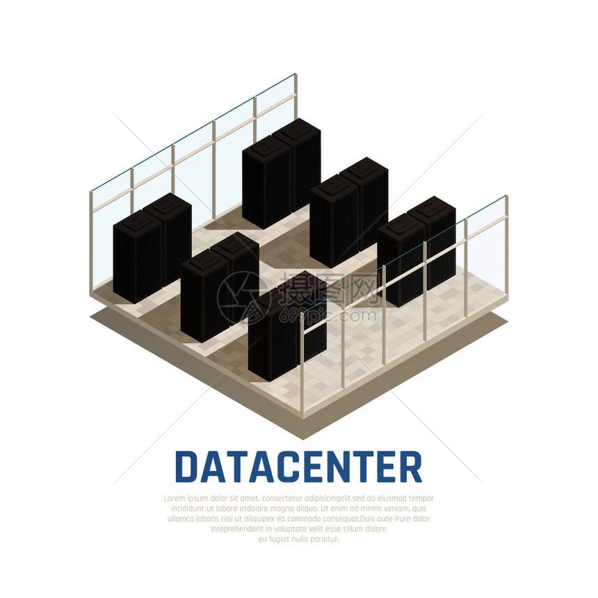 数据中心与服务器数据库计算符号等距矢量插图图片