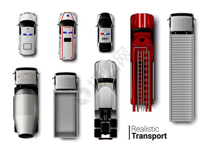 特殊车辆顶部视图真实孤立矢量插图背景图片