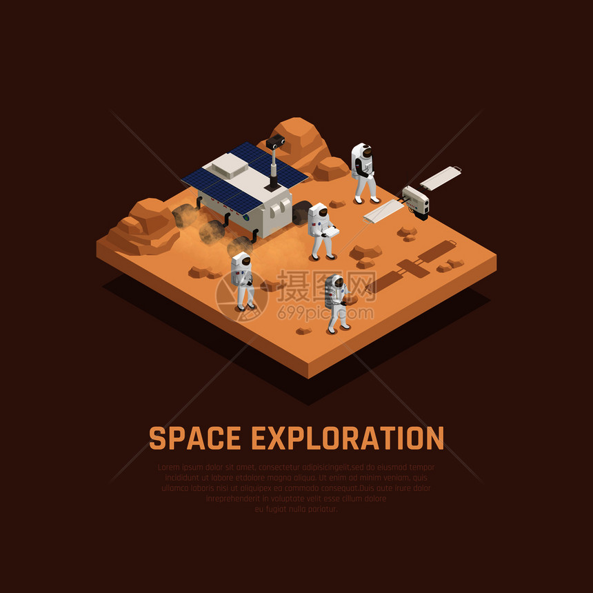 探索与行星SUFRACE研究符号等距矢量插图图片