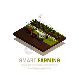 智能农业合与农业收获符号等距矢量插图图片
