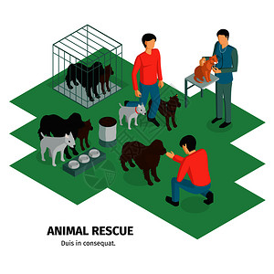 等距慈善作文与人的格,监护人家畜宠物与可编辑的文本矢量插图图片