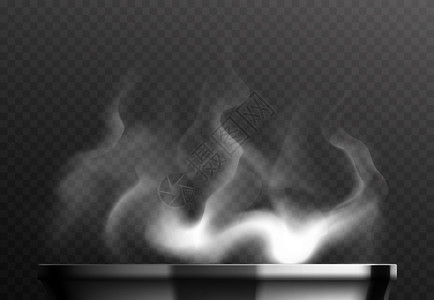 水蒸气白色蒸汽PAN写实上的透明背景矢量插图插画