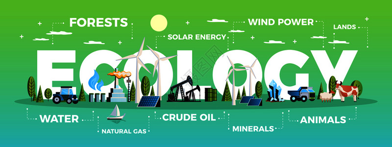 自然环境资源与原油矿物符号平矢量图背景图片