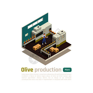 橄榄生产工业自动化生产线等距成与灌装密封锡罐机传送带矢量插图插画