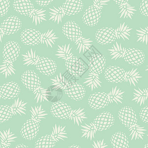 菠萝图案本子菠萝无缝图案薄荷背景,矢量插图插画