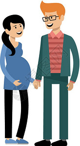 已婚夫妇期望孩子男人孕妇矢量插图背景图片