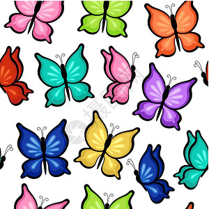 白色背景上蝴蝶的无缝图案矢量插图图片