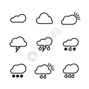 天气上大纲图标矢量插图图片