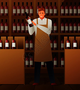 葡萄酒生产成与葡萄酒市场符号梯度平矢量插图葡萄酒生产成图片