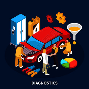 自动服务设备等距与诊断符号矢量插图汽车服务插图图片