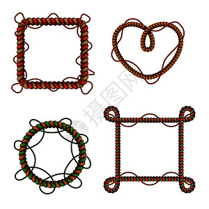 北京西环广场装饰彩色绳框圆形方形与绳环结现实孤立矢量插图绳子框架现实插画