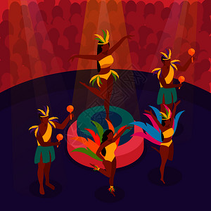 巴西嘉华舞蹈与节日趣的符号等距矢量插图巴西嘉华舞蹈等距插图图片