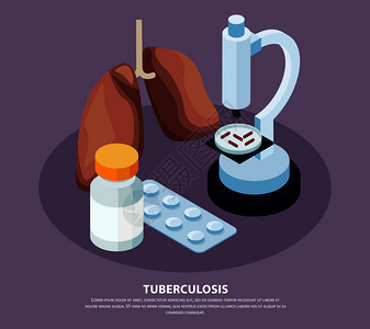 结核病素材结核病预防等距与肺细菌符号矢量插图结核病预防插画