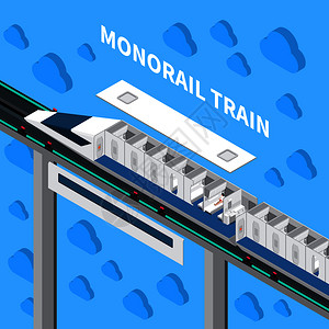 单轨速度列车等距成与内部构造的汽车旅行乘客矢量插图单轨列车等距成图片