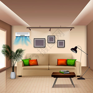 家具宣传单空调背景插画