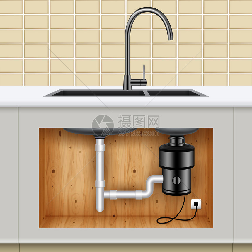 厨房水槽食物废物处置器图片