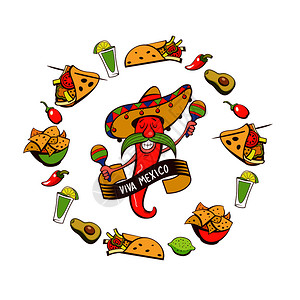卷顶墨西哥煎饼墨西哥胡椒高清图片