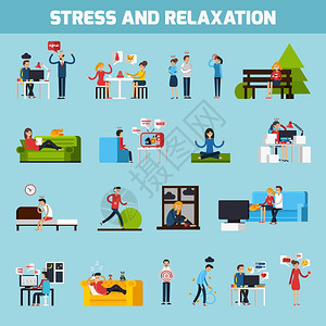 应力松弛收集压力放松收集与人压力情况下的治疗预防方法矢量插图图片