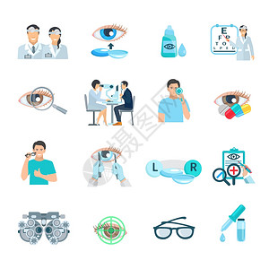 眼科医生平图标眼科医生视力矫正诊所平图标与眼睛符号抽象孤立矢量插图图片