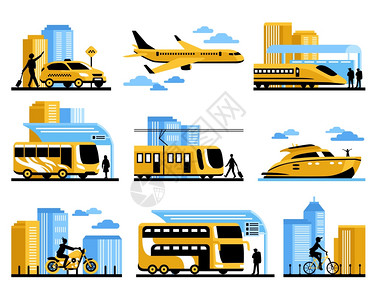 同程旅游旅行的人装饰图标旅行的人装饰元素与乘客同种类的航空水地运输矢量插图插画