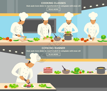 厨师职业横幅烹饪专业水平横幅烹饪课程符号平孤立矢量插图图片