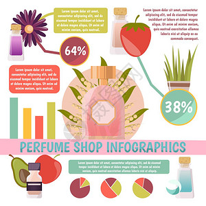香水店信息图表香水商店信息与信息图表的气味及其成分白色背景矢量插图图片