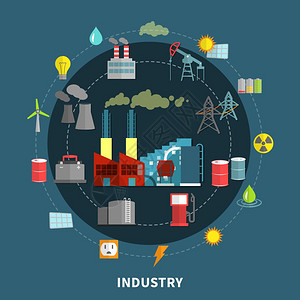 带行业元素的矢量插图工业与集合抽象孤立向量插图图片