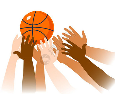 篮球手篮球比赛瞬间特写篮球比赛瞬间特写与球手的球员白色背景矢量插图插画
