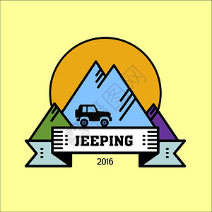 标志嘲笑矢量标志骑吉普车越野山背景旅程岩石高清图片素材