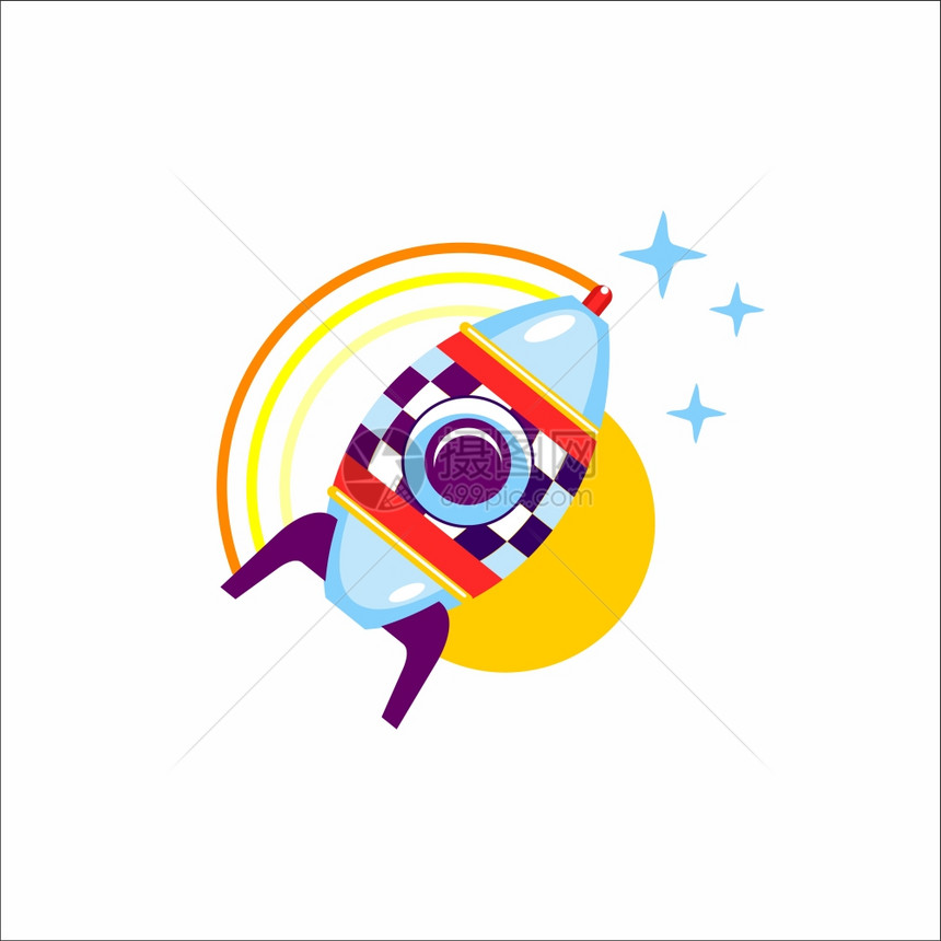 火箭火箭太空飞行矢量插图给孩子们的玩具图片