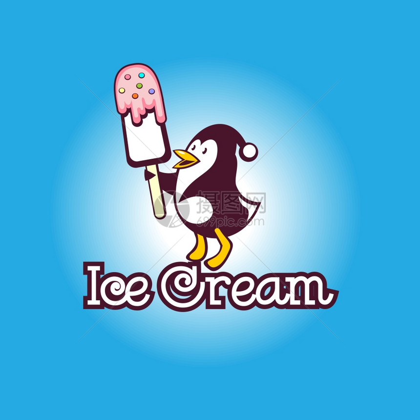 冰淇淋企鹅冰淇淋的矢量图图片