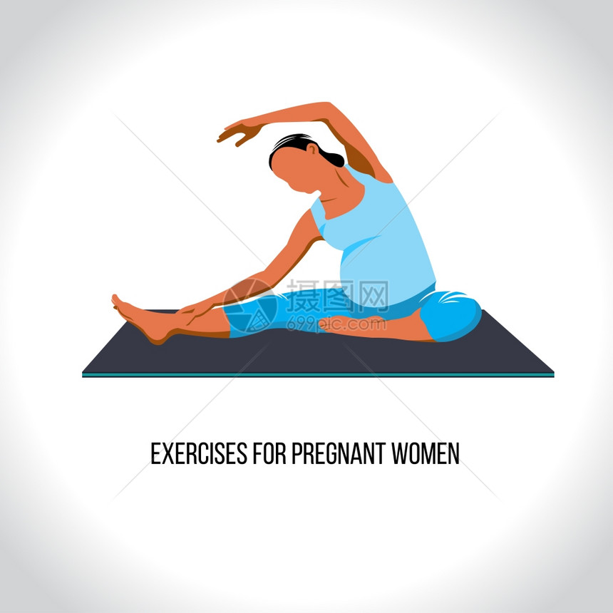 孕妇瑜伽,孕妇运动,矢量插图图片