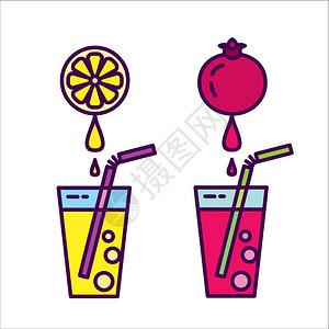 新鲜的果汁图标,天然果汁水果石榴汁,橙汁图片