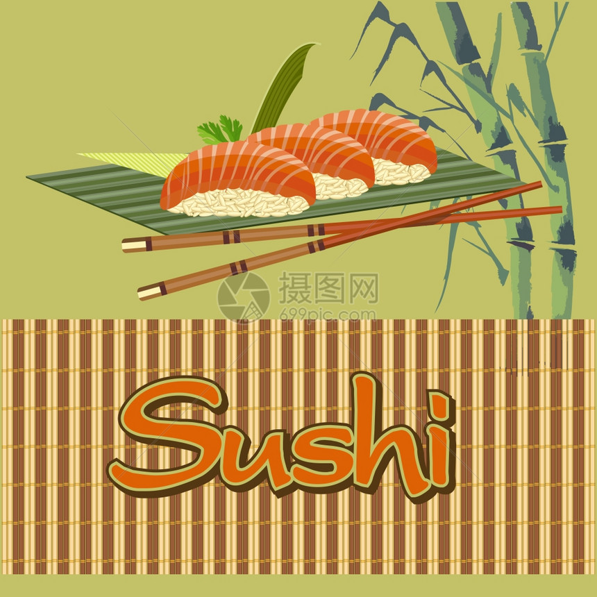 寿司矢量插图咖啡馆,餐厅的日本料理2图片