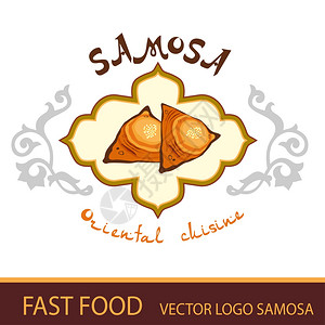 快餐矢量标志萨莫萨背景图片