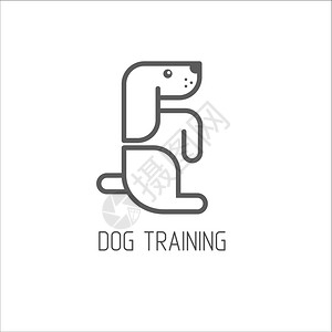 狗训练标志矢量线简约标志兽医,商店,食物,护理,训练犬插画