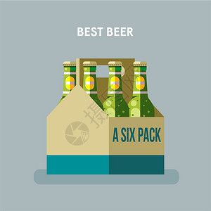啤酒瓶,六包,矢量插图图片