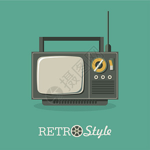 复古风格的插图旧电视矢量插图,标志,图标图片
