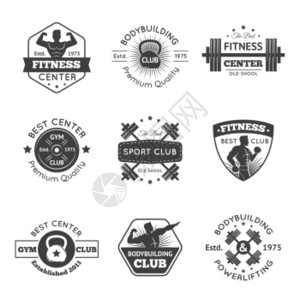 健身俱乐部体育健身房标志矢量插图健身健身房标志图片
