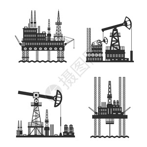 石油石油平台黑白隔离矢量图石油石油平台黑白相间高清图片
