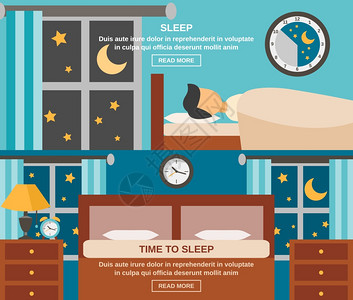 关注睡眠质量睡眠时间水平横幅与睡眠人隔离矢量插图睡眠时间横幅插画