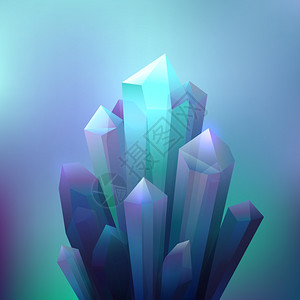 钻石光水晶洞穴矿物与闪光反射背景矢量插图晶体矿物背景插画